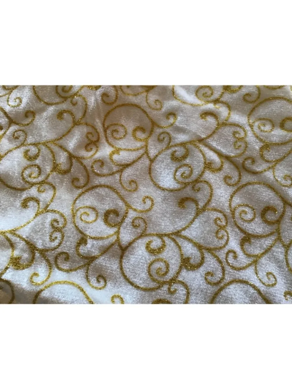 Cream and Gold 48 inch Elegant Velvety Satin Back Christmas Tree Skirt